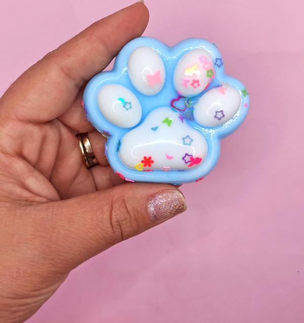 Pati Taba Squishy Kedi Pati Sıkma 7 cm Pullu Pati Sukuşi - Mavi - Image 1