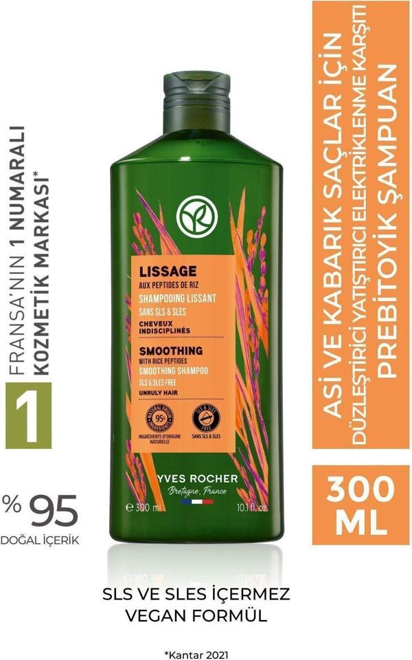 Yves Rocher Asi Saçlar İçin Saç Tellerin, Yumuşatan Elektriklenme Karşıtı Şampuan 300 Ml - Image 1