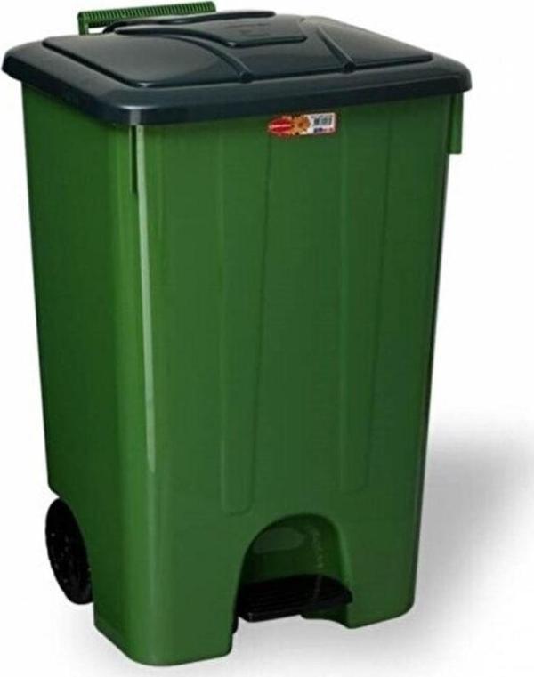 Şenyayla Plastik Şenyayla Köşeli Pedallı Yeşil Çöp Kovası 85 L - Image 1
