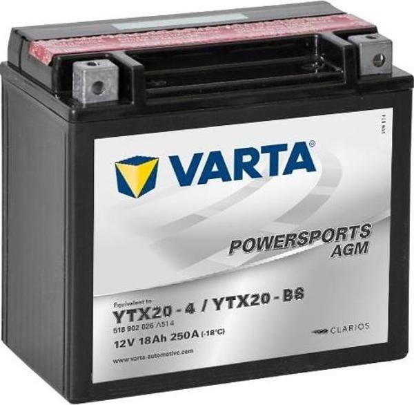 Varta Akü Ytx20-bs 12v18ah Artıc Cat Atv 450 500 545 600 650 700 1000 Harley Davıdson Fxr Serıes - Image 1
