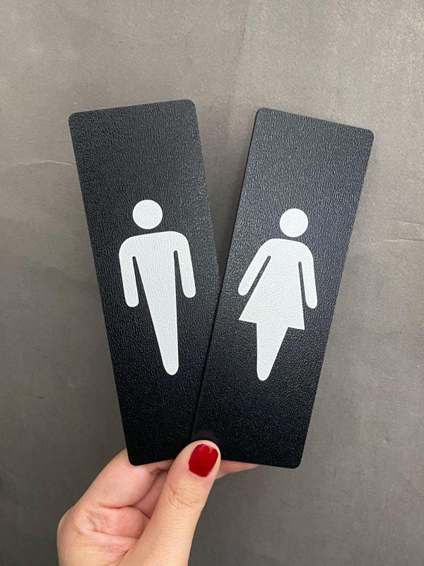 Siyah Mdf Serisi Wc Kadın&Erkek Set Yönlendirme Levhası - Image 1