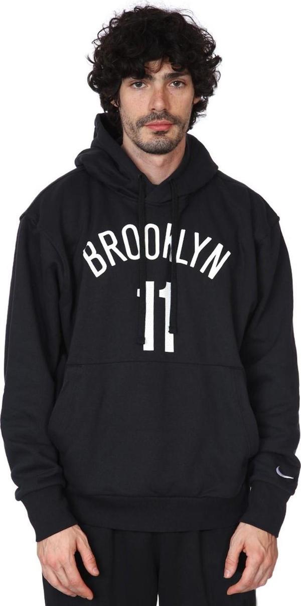 Nike NBA Brooklyn 11 Hoodie Erkek Kapüşonlu Bol Kesim Sweatshirt Siyah - Image 1