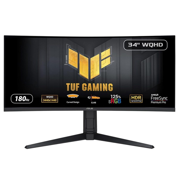 ASUS TUF GAMING VG34VQL3A 34" 1ms, 180Hz, WQHD Curved, 2xDP, 2xHDMI, USB, VA Panel, 1500R, Display HDR 400, GAMING  - Image 1