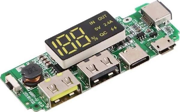 Powerbank Devresi Ekranlı 5V 2.4A Dual Usb Çıkış Type C Micro Usb Giriş Lityum Lion 18650 Pil Şarj - Image 1