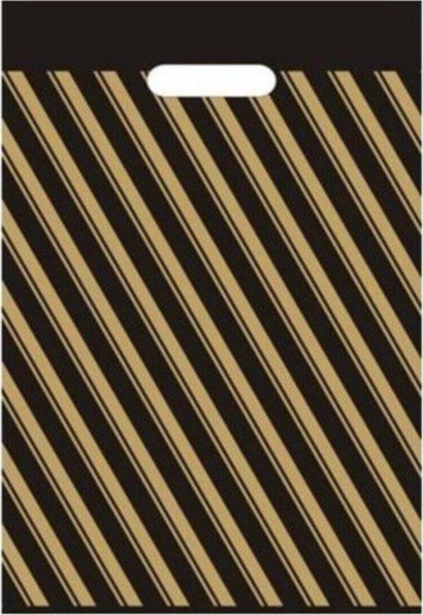 Aydınlar Ambalaj Siyah Çizgili Takviyeli Poşet No 2- 26 X 38 Cm 100 Adet - Image 1