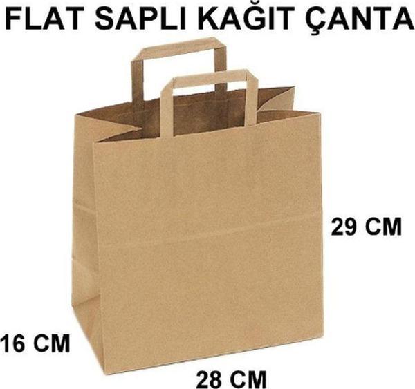 Aydınlar Ambalaj Düz Saplı Kraft Çanta Kraft Poşet 28Cm X 17Cm X 29Cm 25 Adet - Image 1