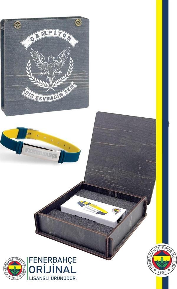 Fenerbahçe Orijinal Lisanslı Fashion Ayarlanabilir Bileklik Hediyelik Ahşap Kutulu - Image 1