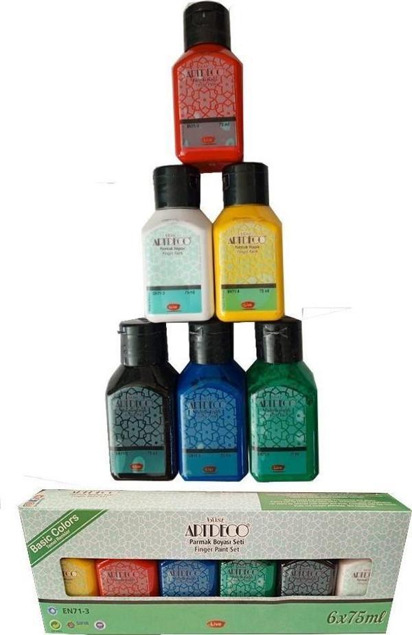 Parmak Boyası 6 Renk 75 ml 1 Paket 6 Lı Parmak Boya Anasınıfı Okul Öncesi Kreş Etkinlik - Image 1