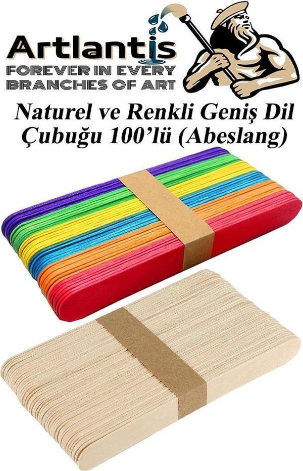 Renkli Dil Çubuğu Geniş 50 Adet Naturel Dil Çubuğu Geniş 50 Adet 1 Paket Renkli Ve Renksiz Abeslang Dil Basma Çubuğu - Image 1