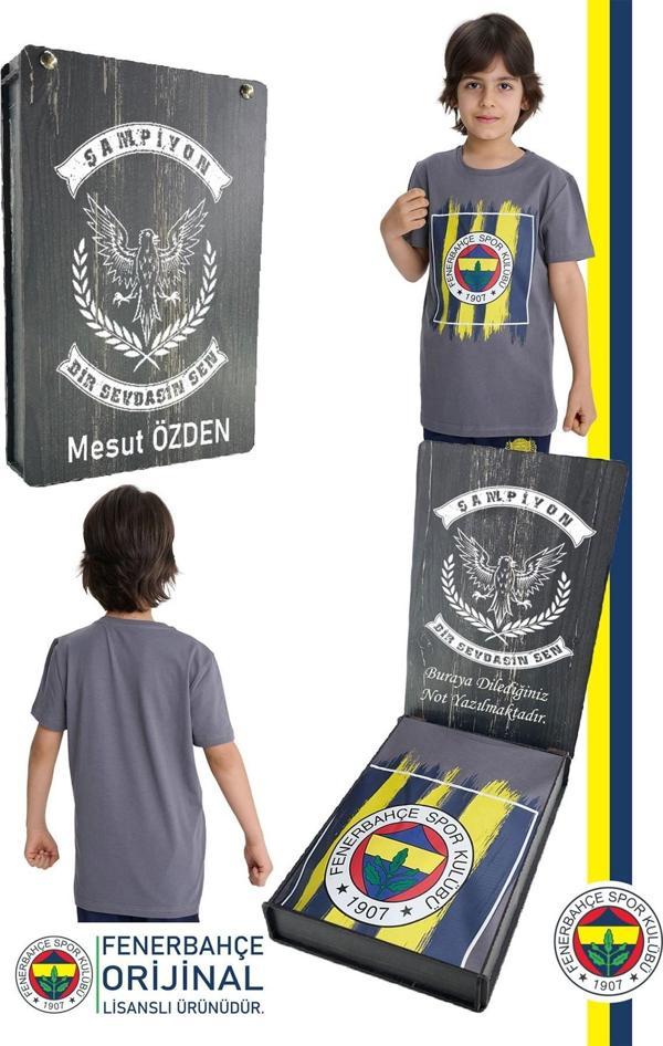 Fenerbahçe Orijinal Renkli Logo Sıfır Yaka Çocuk T-Shirt Kişiye Özel Hediyelik Ahşap - Image 1