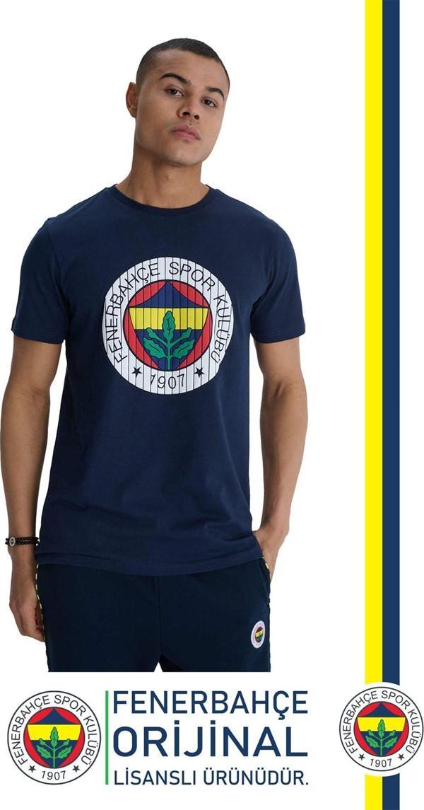 Fenerbahçe Orijinal Lisanslı Kabartma Logo Lacivert Tribün T-Shirt  - Image 1