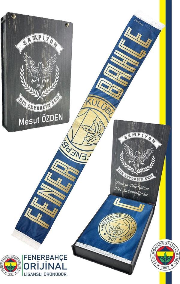Fenerbahçe Orijinal Lisanslı Canım Feda Olsun Fenerbahçe Şal Atkı Kişiye Özel Ahşap  - Image 1
