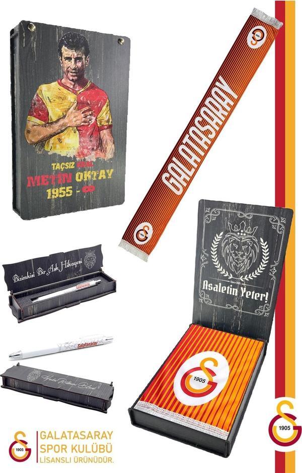 Galatasaray Orijinal Lisanslı Şal Kaşkol Atkı ve Premium Uçlu Kalem Set Aslan Baskılı Ah - Image 1