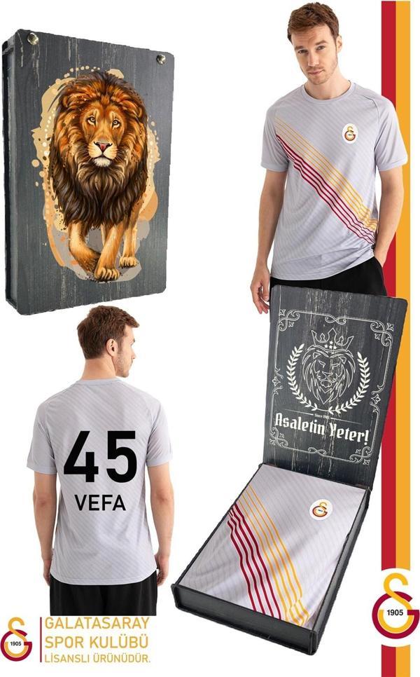 Galatasaray Orijinal Lisanslı Match Day Gri Kişiye Özel T-Shirt Hediyelik Ahşap Kutul - Image 1