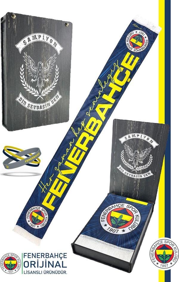 Fenerbahçe Orijinal Lisanslı Her Zaman Hep Seninleyiz Şal Atkı ve Bileklik Set Kanarya B - Image 1
