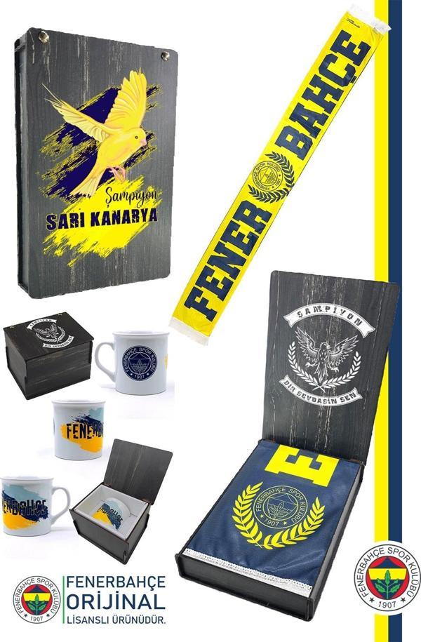 Fenerbahçe Orijinal Lisanslı Established 1907 Fenerbahçe Şal Atkı Seramik Kupa Set Kanar - Image 1