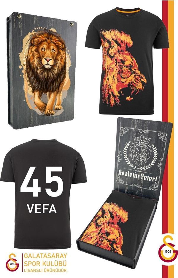 Galatasaray Orijinal Lisanslı Aslan Baskılı Kişiye Özel T-Shirt Hediyelik Ahşap Kutul - Image 1