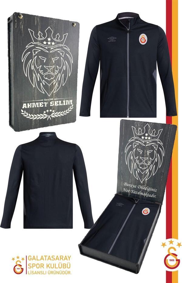 Galatasaray Orijinal Lisanslı Tam Fermuarlı Dik Yaka Siyah Antrenman Sweat Kişiye Öze - Image 1