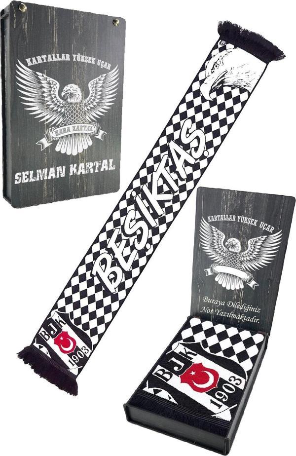 Beşiktaş Orijinal Dokuma Atkı Kişiye Özel Ahşap Kutulu - Image 1