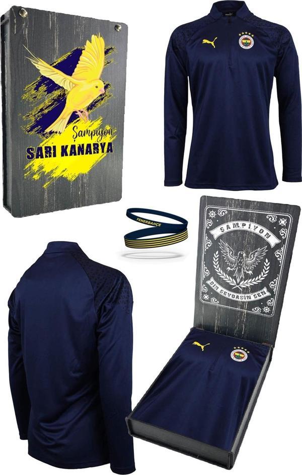 Fenerbahçe Orijinal 23/24 A Takım Hoca Yarım Fermuar Lacivert Çocuk Sweat + Bileklik Set  - Image 1