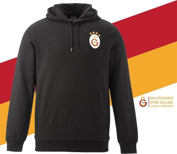 Galatasaray Orijinal Lisanslı Sweat Kapüşonlu Logolu Siyah Sweat - Image 1