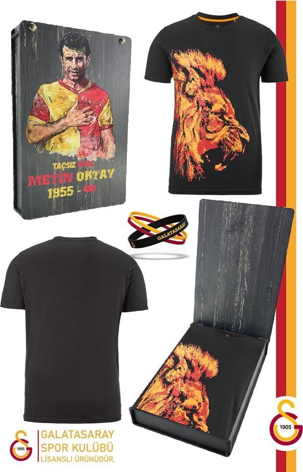 Galatasaray Orijinal Lisanslı Aslan Baskılı T-Shirt + Bileklik Set Hediyelik Ahşap Kutul - Image 1