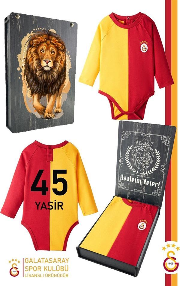 Galatasaray Orijinal Lisanslı Uzun Kol Bebek Body Zıbın Kişiye Özel Hediyelik Ahşap Ku - Image 1
