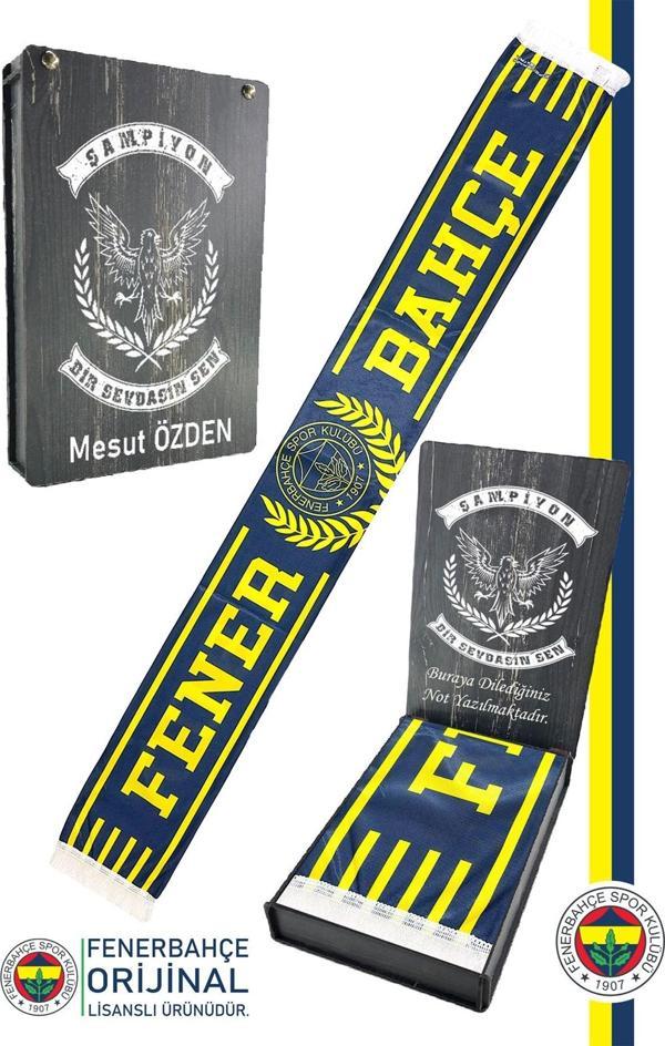 Fenerbahçe Orijinal Lisanslı Since 1907 Fenerbahçe Şal Atkı Kişiye Özel Ahşap Kutulu - Image 1