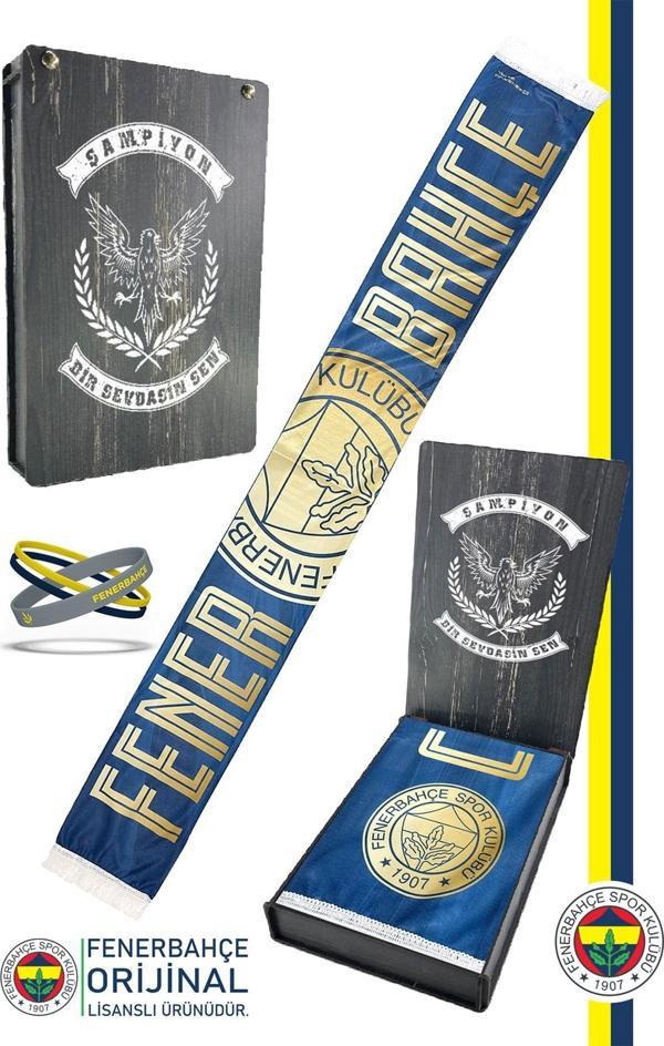 Fenerbahçe Orijinal Lisanslı Canım Feda Olsun Fenerbahçe Şal Atkı Ve Bileklik Set Kanary - Image 1