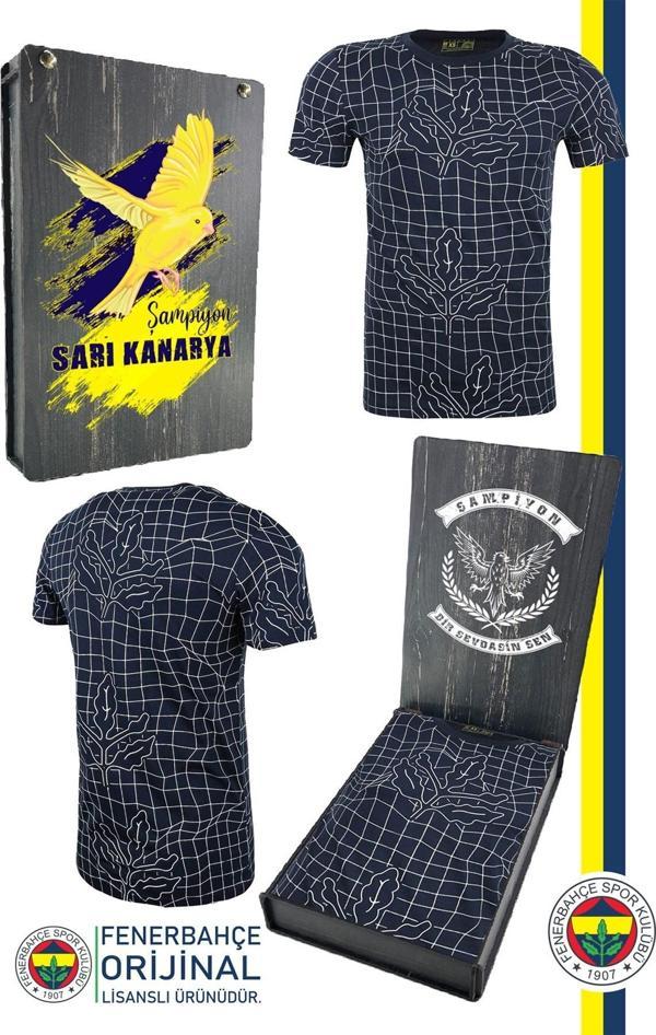 Fenerbahçe Orijinal Lisanslı Palamut LogoTribün T-Shirt Hediyelik Ahşap Kutulu - Image 1