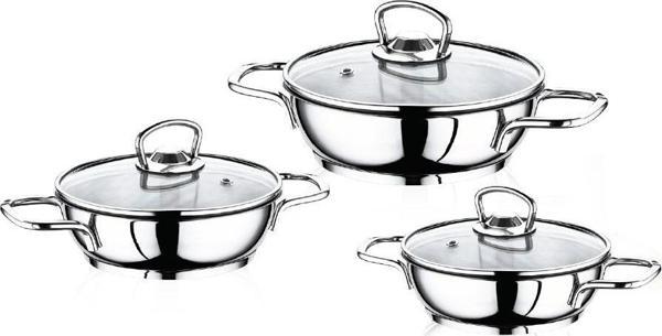 Safinox Eco 6 Parça Tel Kulplu Çelik Omlet Sahan Seti 14-16-18 cm - Image 1