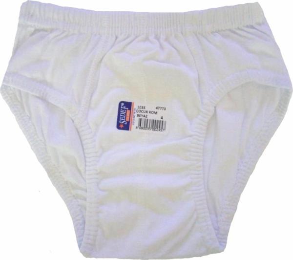12 li Paket Sedef Yıldız Erkek Çocuk Külot Slip Pamuklu Beyaz 1035 - Image 1