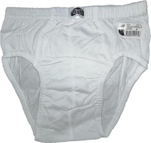 12 Adet Gümüş Erkek Çocuk Külot Slip Beyaz 3032 - Image 1