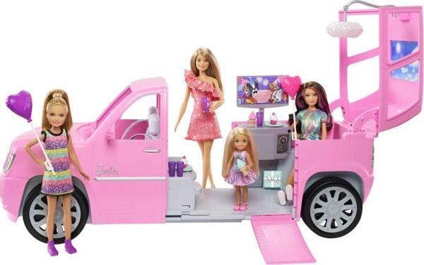 Barbie Aracı ve Kız Kardeşleri Oyun Seti 4 Bebek ve Limuzin GFF58 - Image 1