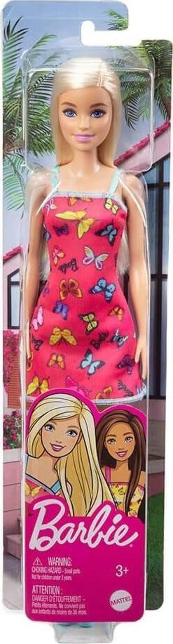 Barbie Şık Bebekler T7439 Pembe Kelebek Desenli Elbiseli, Sarı Saçlı - Image 1