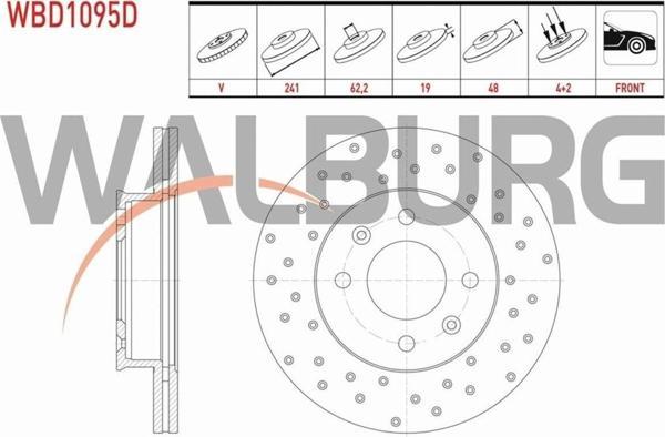 Walburg Hyundaı Getz Fren Diski Ön Havalı Performans Delikli 4 Bjn 241X19X62,2X48 51712-1C000 - Image 1