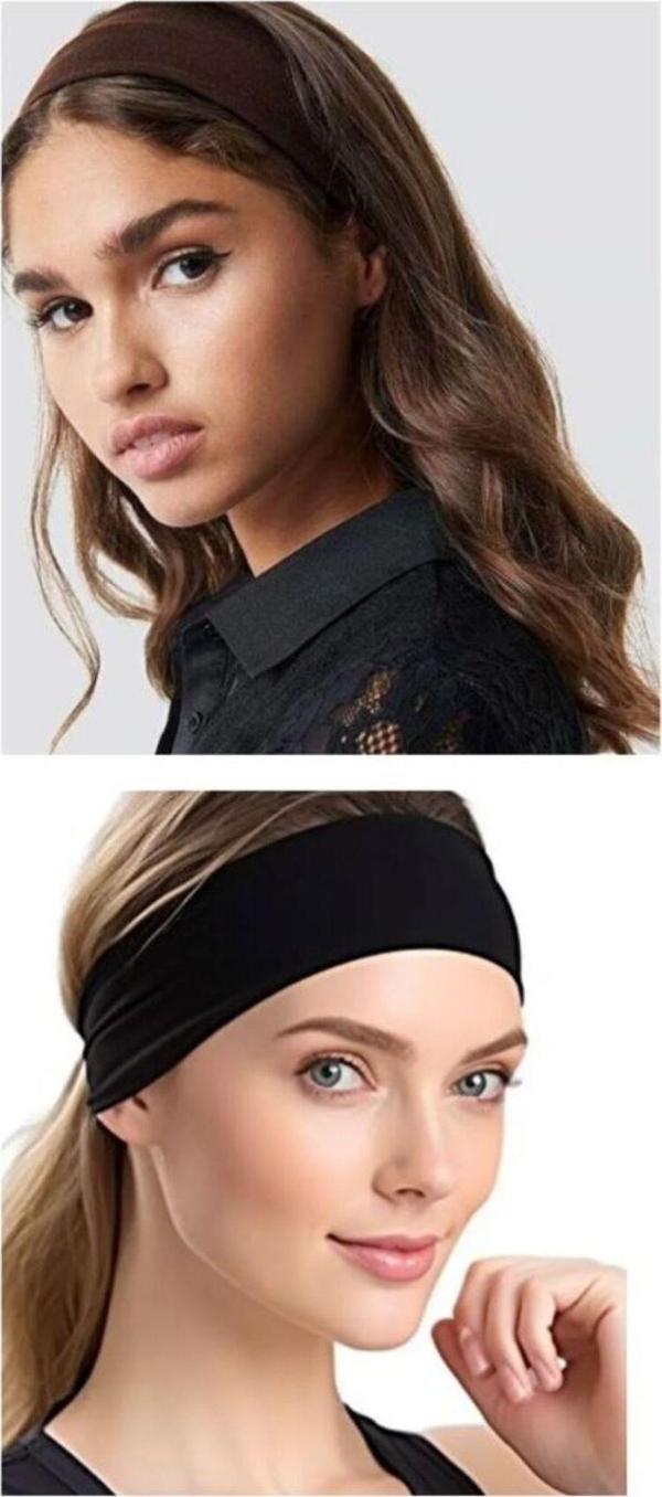 2 ADET Saç Bandı Elastik Penye Sporcu Saç Bandı Yoga Bandı - Image 1