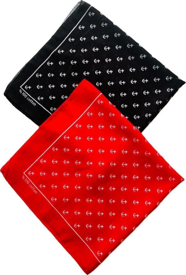 100% Pamuklu Çapa Desenli Bandana Kare Pamuklu Kumaş - Image 1