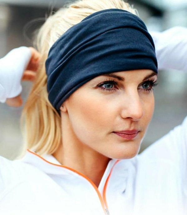 Paraşüt Bandana Sade Düz Renk Pamuklu Kumaş Lastikli Lacivert - Image 1