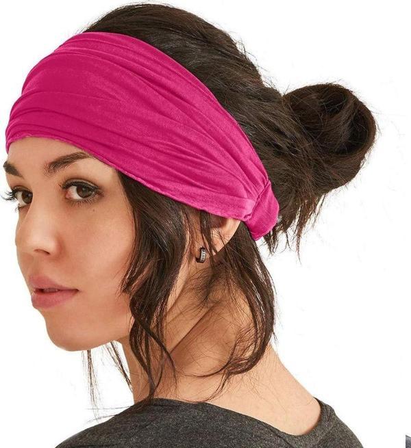 Paraşüt Bandana Sade Düz Renk Pamuklu Kumaş Lastikli Pembe - Image 1