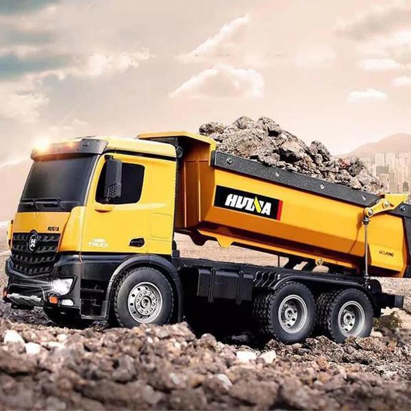 HUINA 1582 1/14 10 Kanal FULL METAL RC Model Uzaktan Kumandalı Damperli Kamyon İş Makinası Sesli ve Işıklı - Image 1