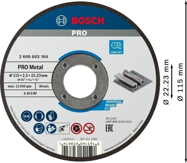 Bosch Sdmetal Kesme Taşı 115*2,5 mm Düz Inox Taş 25 Adet 2608603164 - Image 1