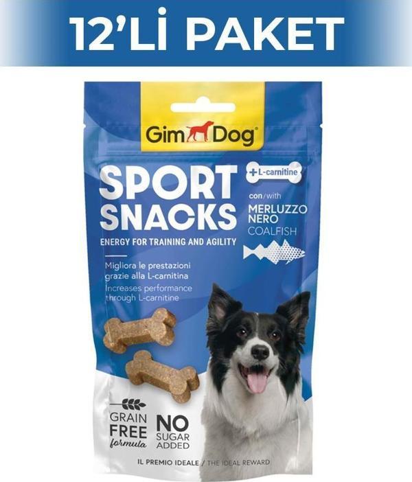 GimDog Sportsnacks Kömür Balıklı L Carnitinli Tahılsız Köpek Ödülü 60 gr 12 Adet - Image 1