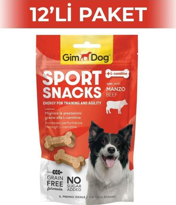 GimDog Sportsnacks Sığır Etli L Carnitinli Tahılsız Köpek Ödülü 60 gr 12 Adet - Image 1