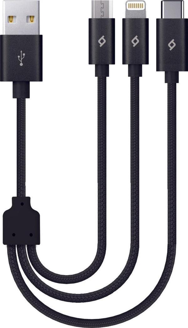 Ttec  2DK31 Alumicable Mini Trio 30cm Şarj Kablosu USB-A - USB-C / Lightning / Micro USB - Image 1