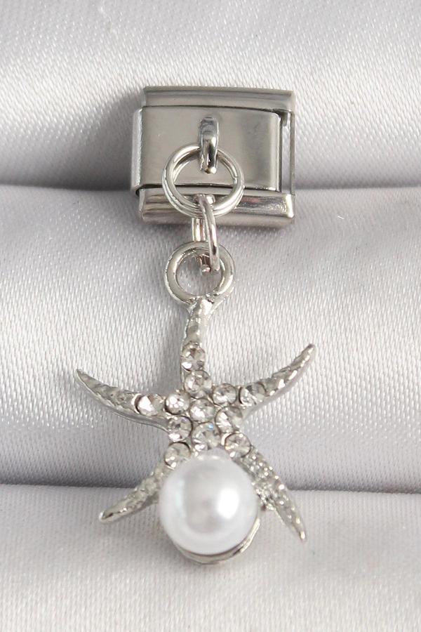 Gümüş Renk Zirkon Taşlı Deniz Yıldızı Model İnci Detay Nomination Charm - EBJ250501W32880 - Image 1