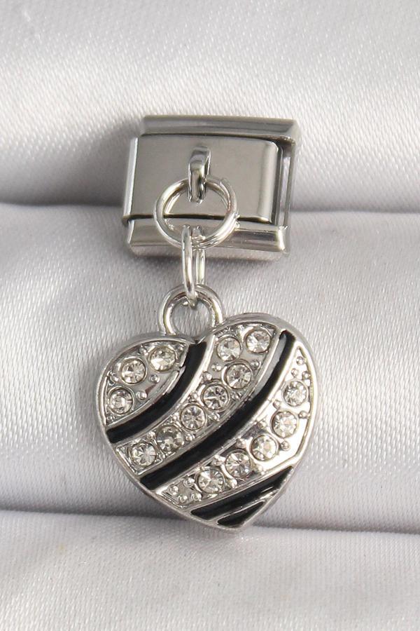 Gümüş Renk Zirkon Taşlı Kalp Model Nomination Charm - EBJ250501W32949 - Image 1
