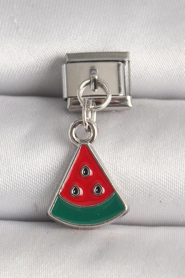 Gümüş Renk Karpuz Dilim Model Nomination Charm - EBJ250501W32874 - Image 1