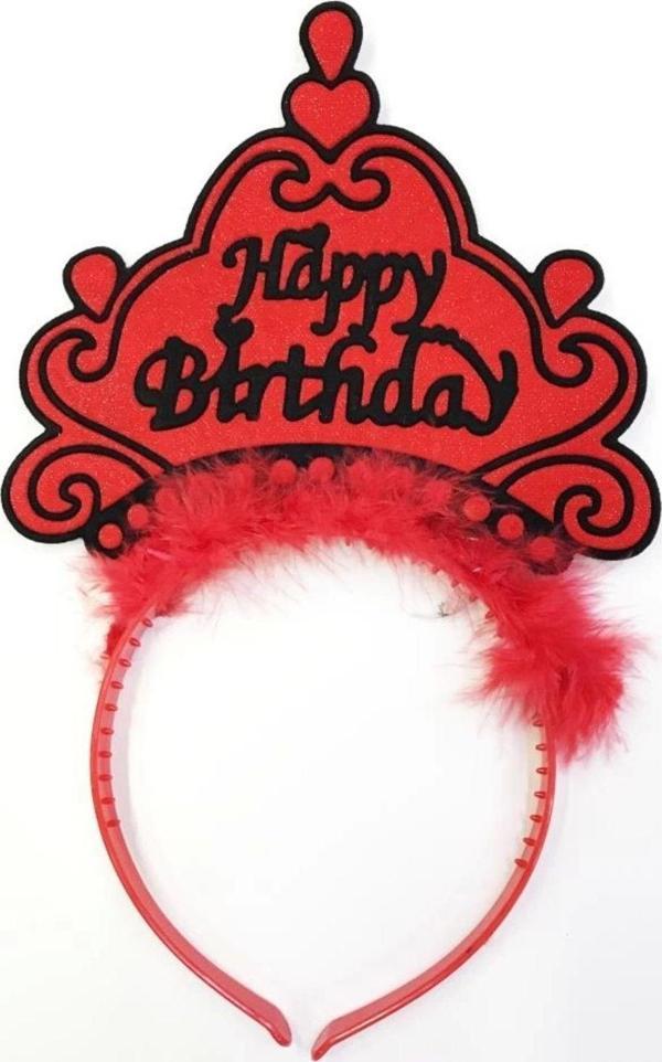 Çocuk Happy Birthday Yazılı Neon Renk Taç 12 Adet - Image 1