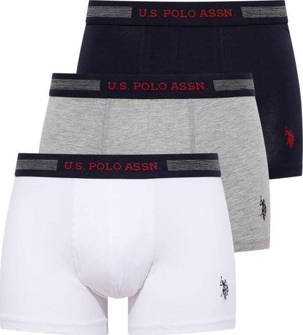 U.S. Polo Assn. Erkek Karışık 3 Lü Boxer Lacivert-Gri Melanj-Beyaz - Image 1